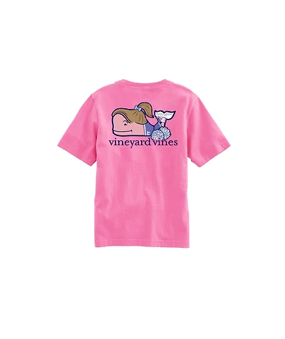 OUTLET Girls' Glitter Cheerleader Whale Short-Sleeve Pocket Tee