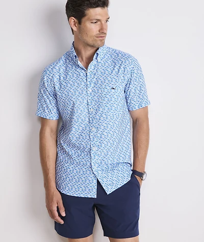 Micro Fish Short-Sleeve Performance Ripstop Shirt