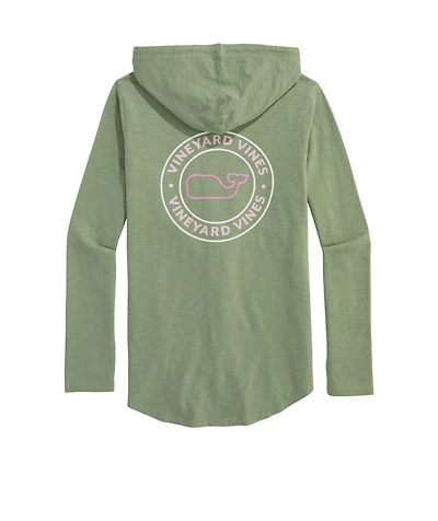 OUTLET Women's Slub Whale Dot Curved Hem Hoodie Tee