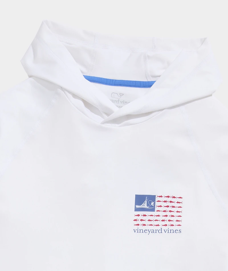 Sportfisher USA Flag Long-Sleeve Harbor Performance Hoodie Tee