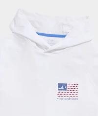 Sportfisher USA Flag Long-Sleeve Harbor Performance Hoodie Tee