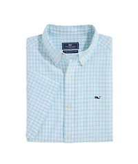 OUTLET Cotton Linen Window Pane Short-Sleeve Shirt