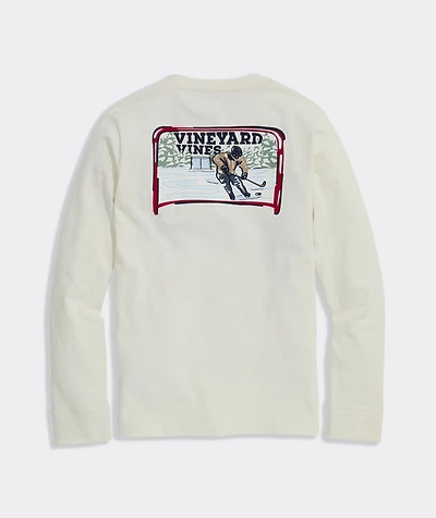 Boys' Painted Ice Hockey Long-Sleeve Pocket Tee
