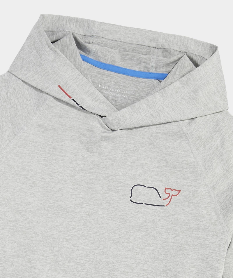 On-The-Go Whale Outline Long-Sleeve Harbor Performance Hoodie Tee