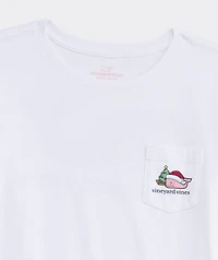 Girls' Santa Whale Icon Long-Sleeve Pocket Tee