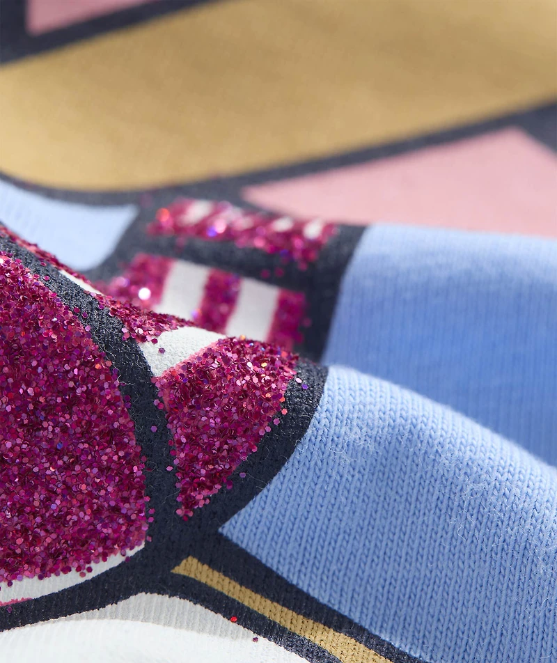 Girls' Glitter Softball Whale Short-Sleeve Pocket Tee