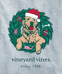 OUTLET Kids' Golden Retriever Wreath Long-Sleeve Pocket Tee