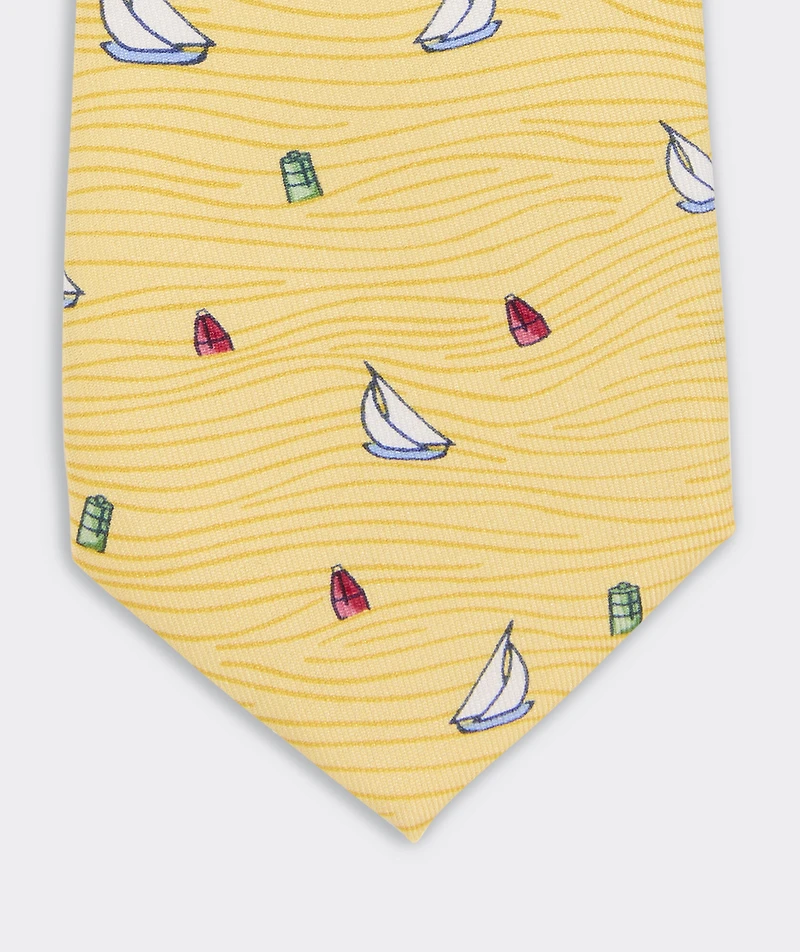 Boys' Sailboat Waves Silk Tie