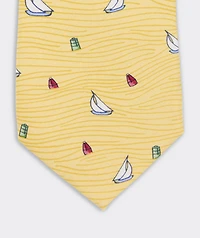Boys' Sailboat Waves Silk Tie