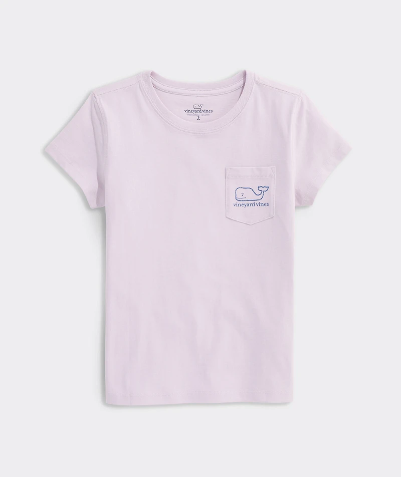 Girls' Glitter Whale Short-Sleeve Pocket Tee