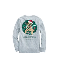 OUTLET Kids' Golden Retriever Wreath Long-Sleeve Pocket Tee