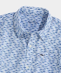 Boys' Printed Cotton Short-Sleeve Shirt