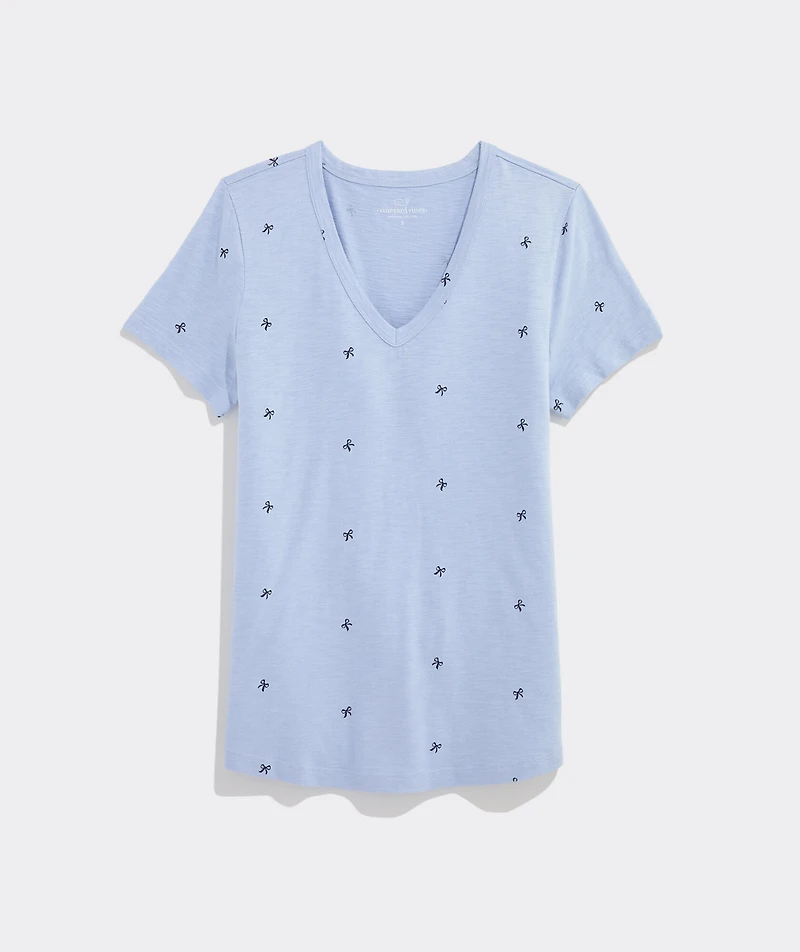 OUTLET Women's Printed Slub V-Neck Tee