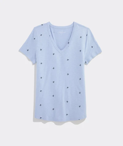 OUTLET Women's Printed Slub V-Neck Tee