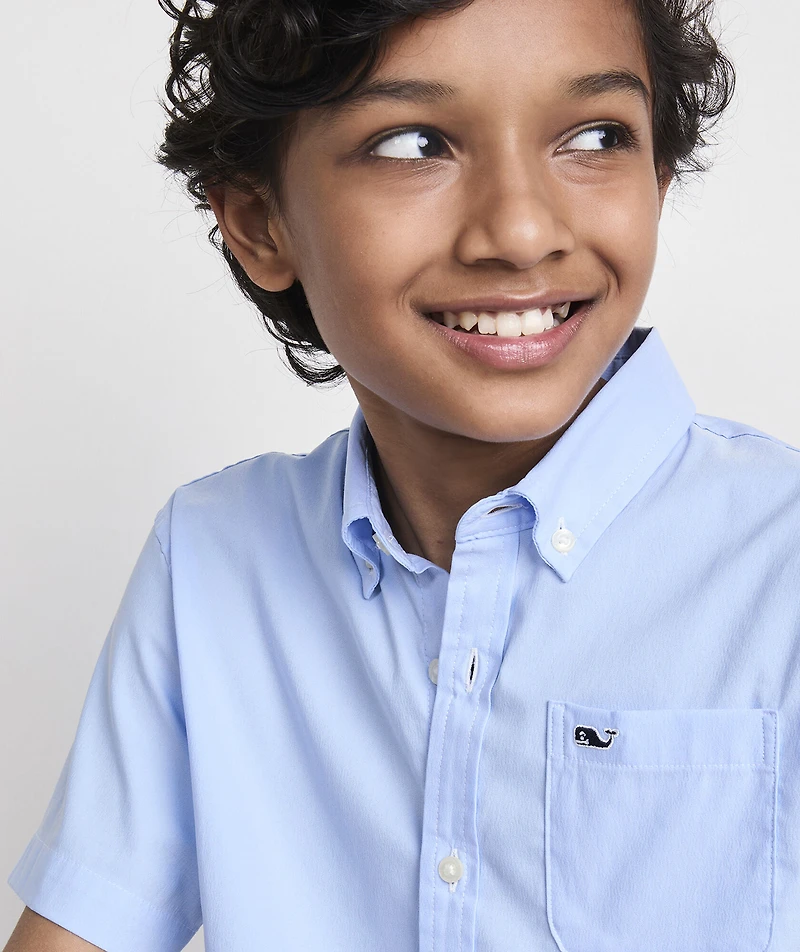 Boys' Breakwater Solid Performance Cotton Short-Sleeve Shirt