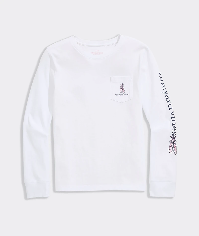 Girls' Ballerina Whale Long-Sleeve Pocket Tee