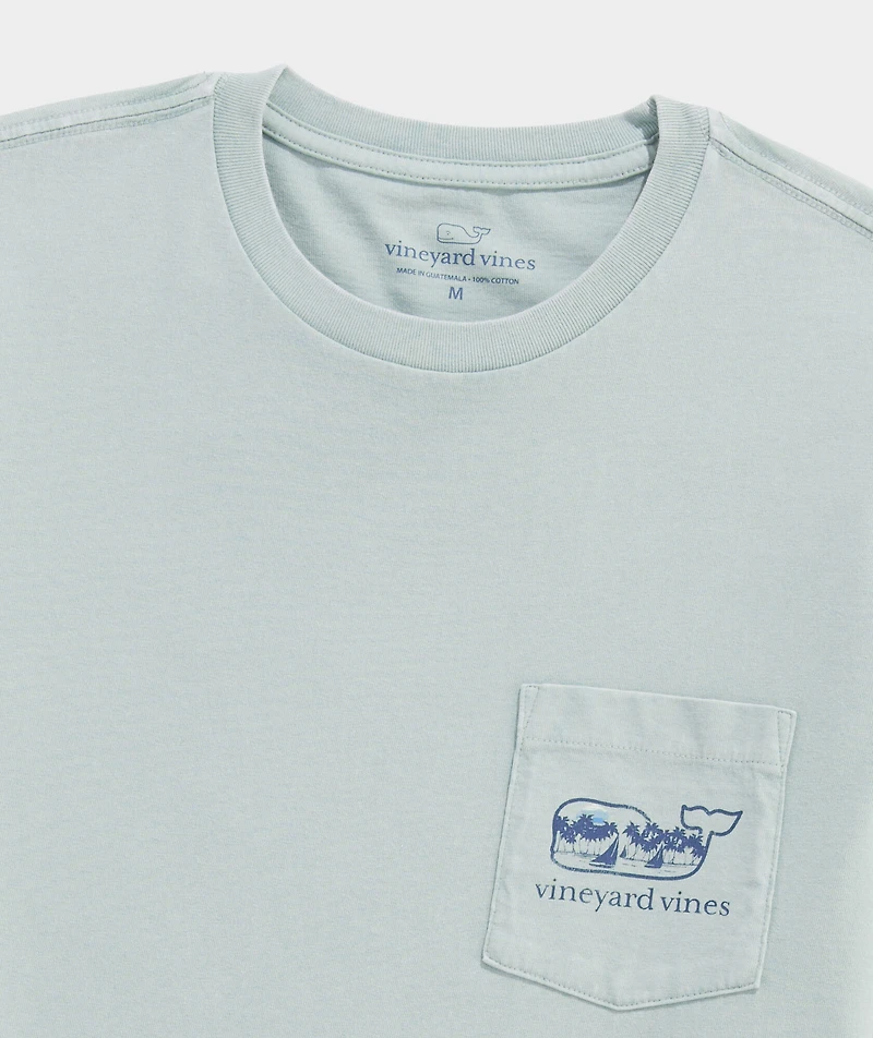 Drift Dye Surf Palm Sail Whale Short-Sleeve Pocket Tee