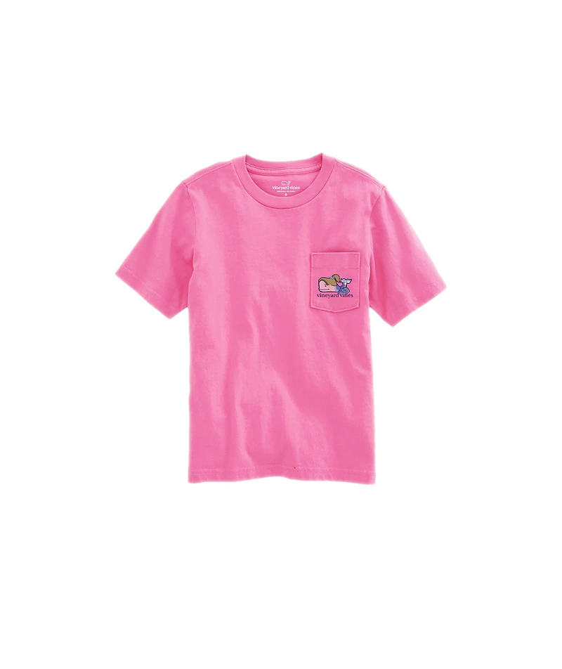 OUTLET Girls' Glitter Cheerleader Whale Short-Sleeve Pocket Tee