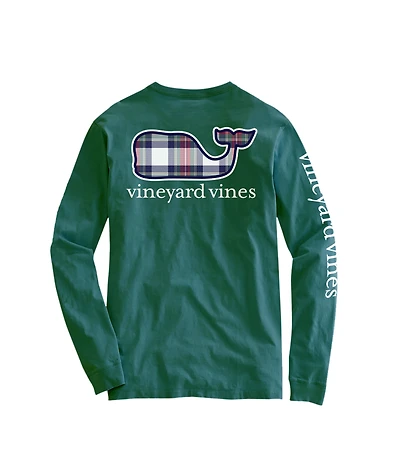 OUTLET Holiday Plaid Whale Long-Sleeve Pocket Tee
