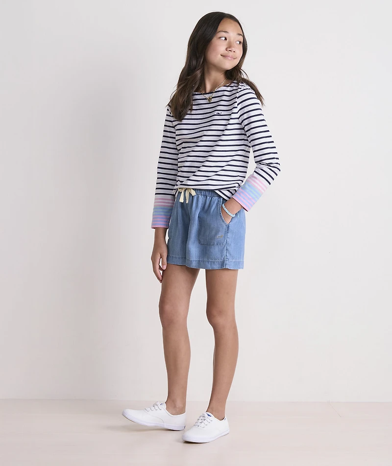 Girls' Jersey Boatneck Long-Sleeve Tee