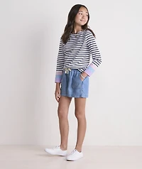 Girls' Jersey Boatneck Long-Sleeve Tee