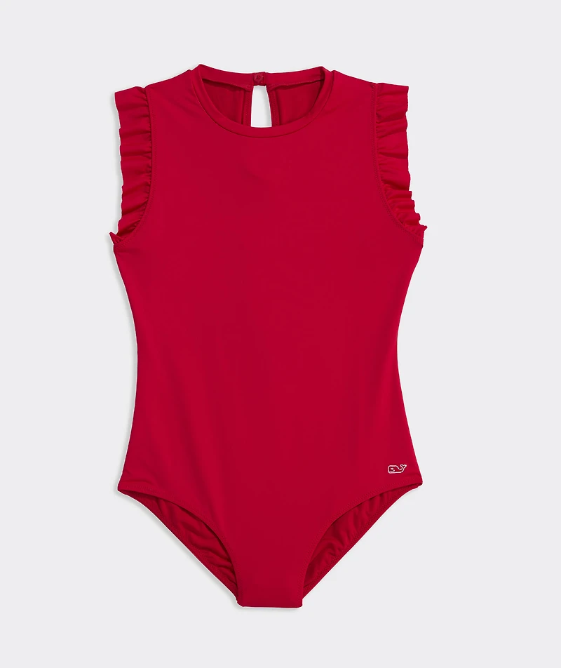 Girls' Ruffle Scoopneck One-Piece