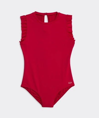 Girls' Ruffle Scoopneck One-Piece