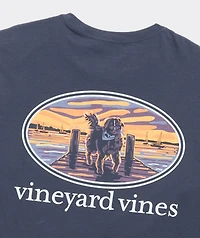 Sunset Pier Bernese Mountain Dog Short-Sleeve Pocket Tee