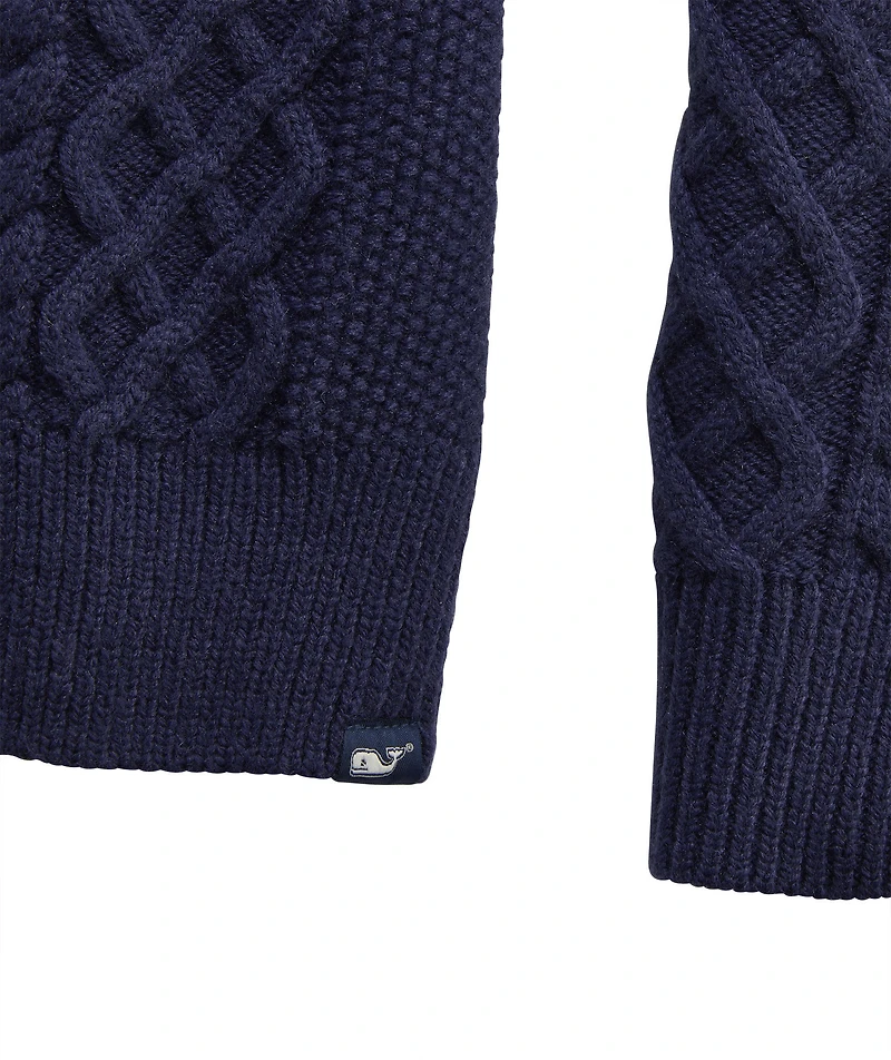 OUTLET Cable Button Mockneck Sweater