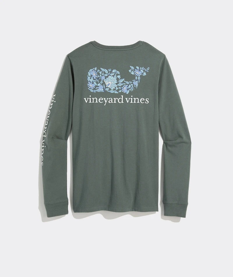Edie Floral Dynamic Whale Fill Long-Sleeve Pocket Tee
