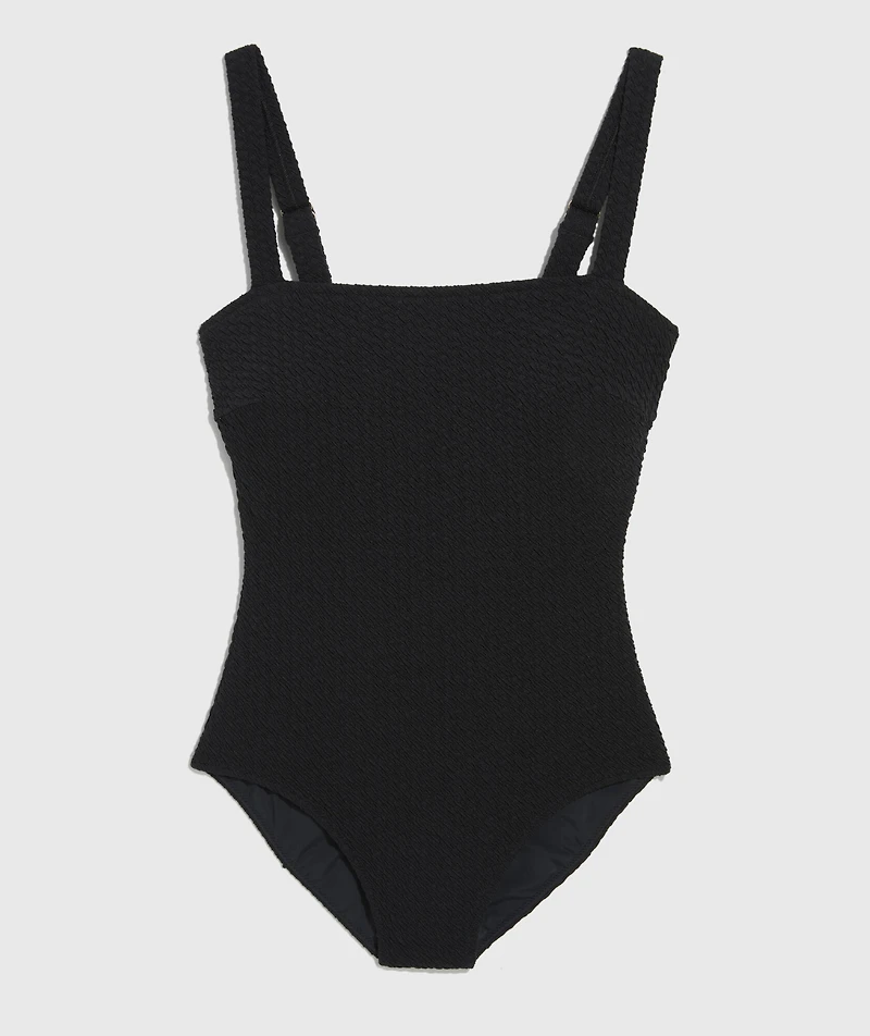 Textured Southampton Square Neck One-Piece