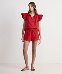 Eyelet Pull-On Shorts