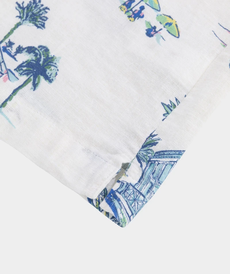 Gasparilla Icons Linen Blend Short-Sleeve Shirt