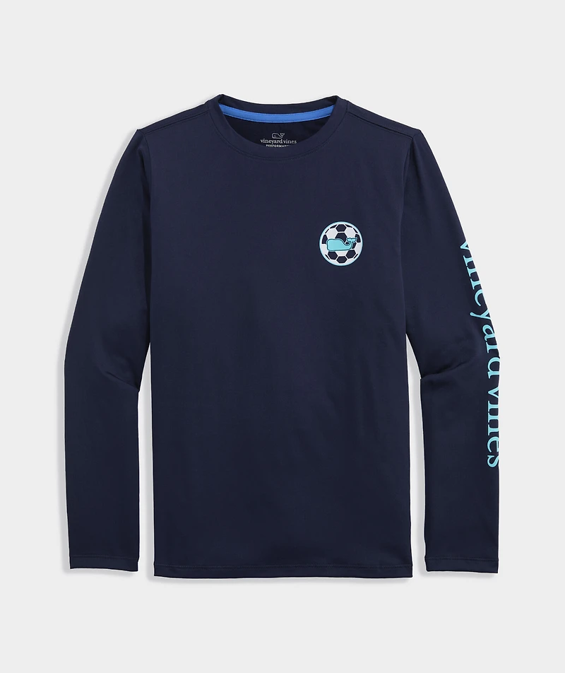 Boys' Soccer Whale Dot Long-Sleeve Harbor Sun Performance Tee