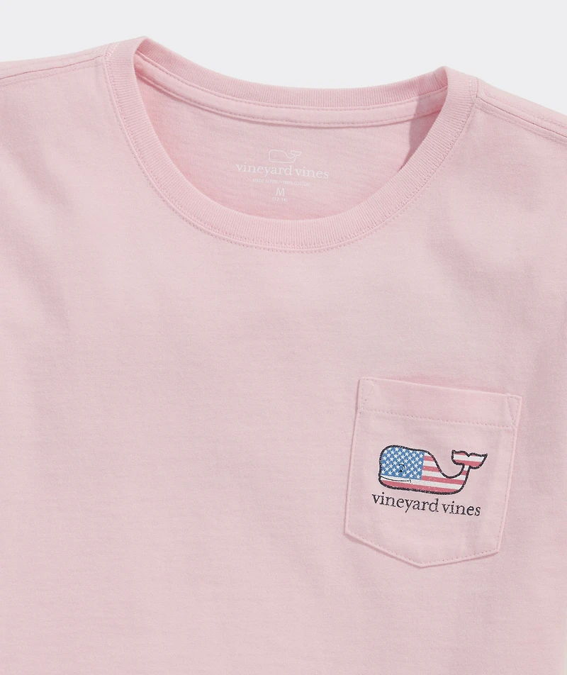 Girls' Flag Whale Short-Sleeve Pocket Tee