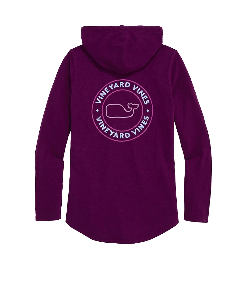 OUTLET Women's Slub Whale Dot Curved Hem Hoodie Tee