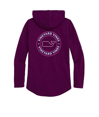 OUTLET Women's Slub Whale Dot Curved Hem Hoodie Tee