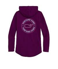 OUTLET Women's Slub Whale Dot Curved Hem Hoodie Tee