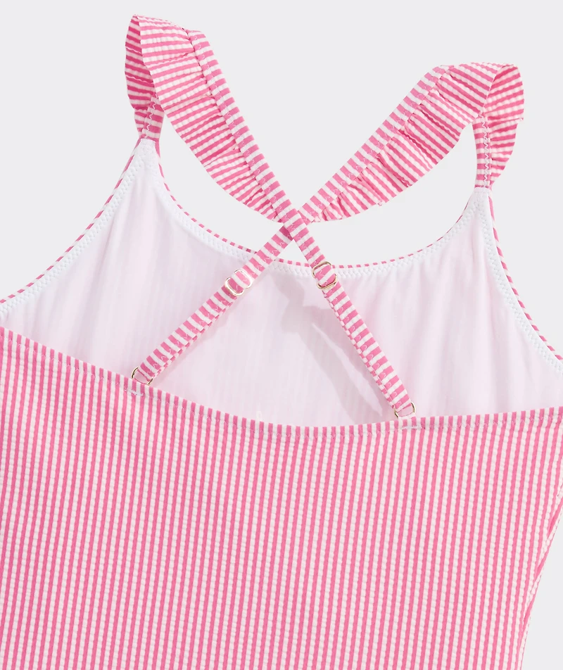 Girls' Seersucker Ruffle One-Piece
