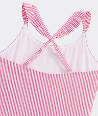 Girls' Seersucker Ruffle One-Piece