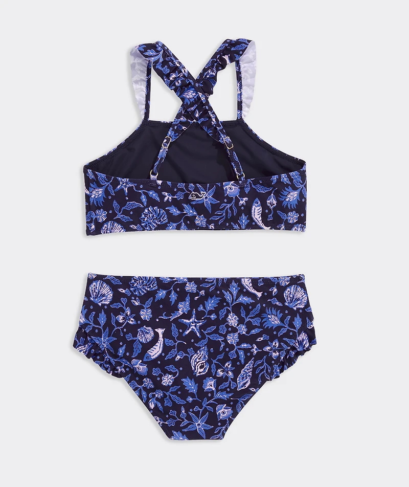 Girls' Ruffle High Neck Two Piece