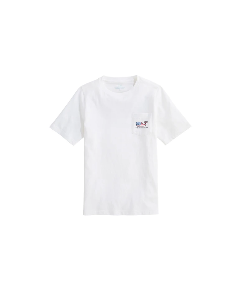 OUTLET Girls' Glitter Flag Short-Sleeve Pocket Tee