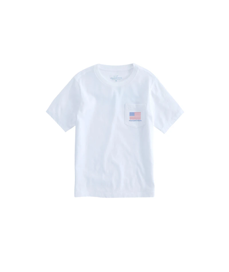 OUTLET Boys' American Flag Whales Short-Sleeve Pocket Tee