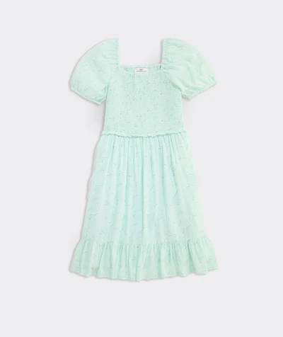 Girls' Smocked Puff-Sleeve Dress