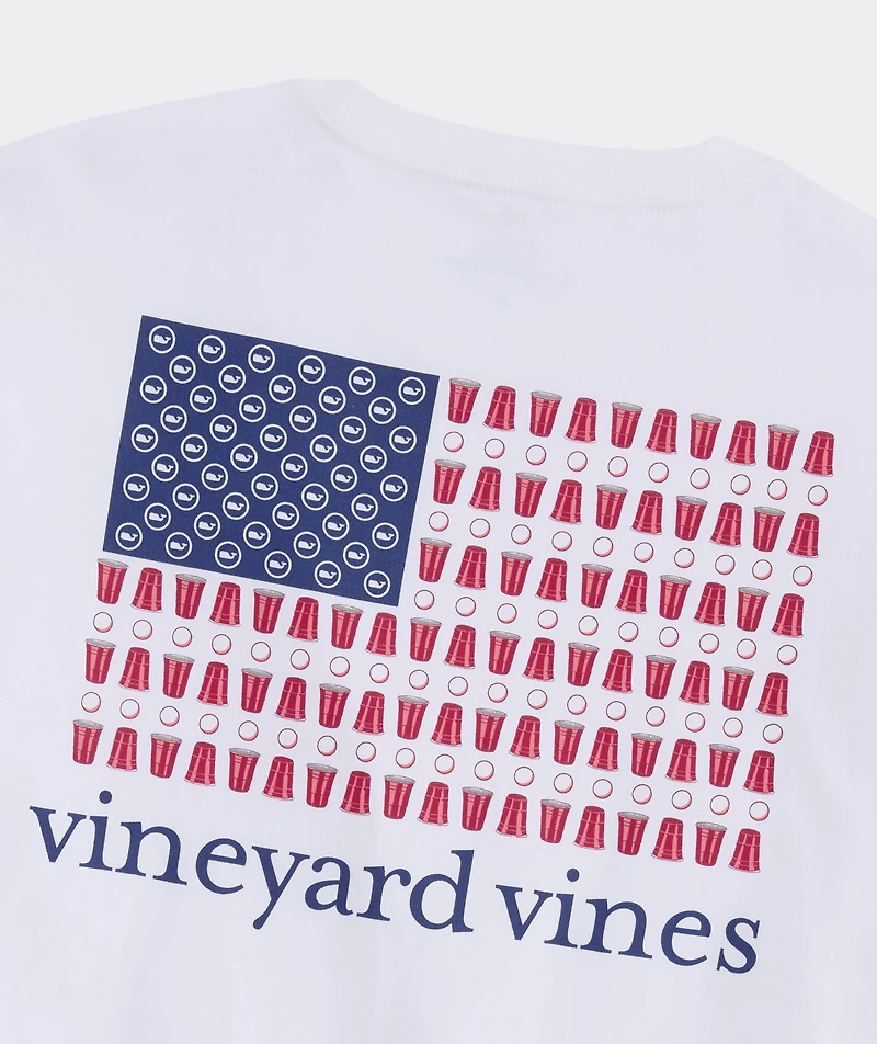 Beer Pong Flag Long-Sleeve Pocket Tee