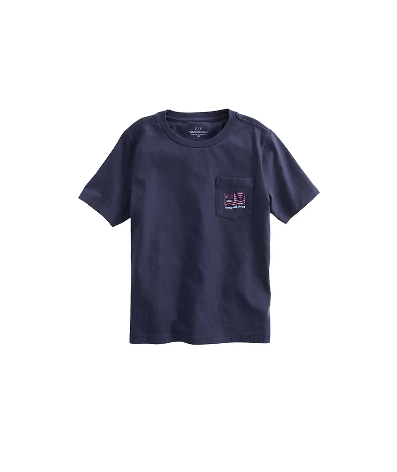 OUTLET Boys' Good Vibes Whale Flag Short-Sleeve Pocket Tee