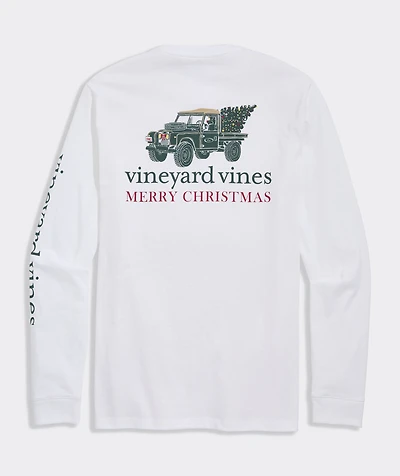 Vintage Rover Christmas Tree Long-Sleeve Pocket Tee