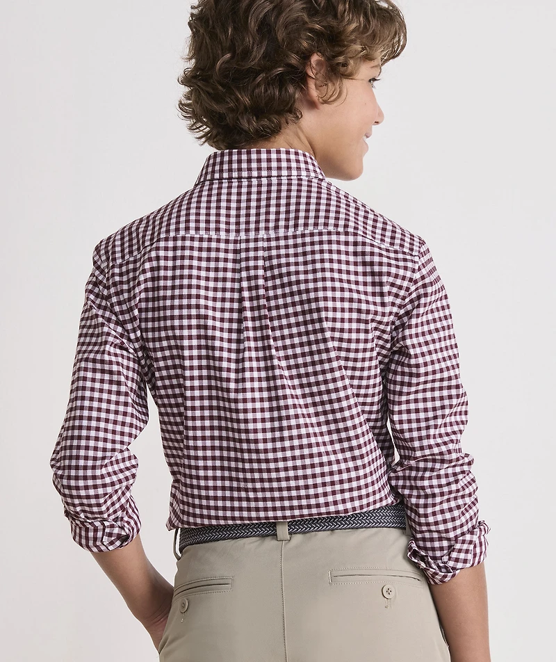 Boys' Skysail Gingham Performance Cotton Shirt