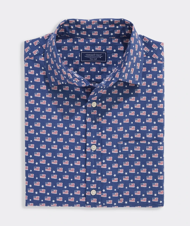 Flags & Stars Cotton Madras Short-Sleeve Shirt