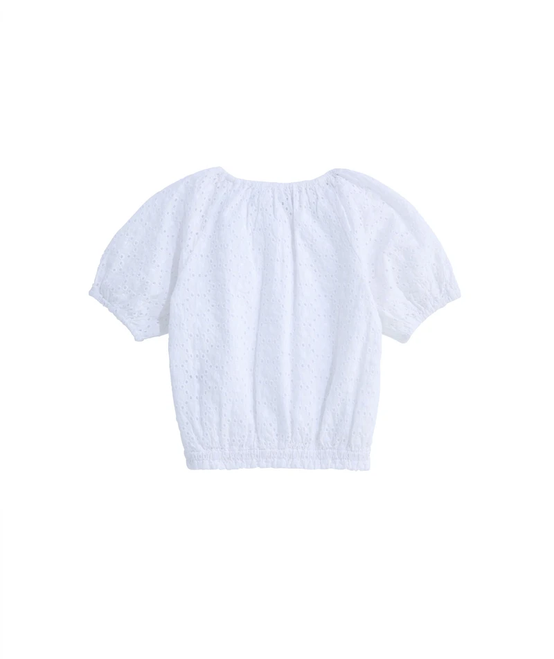 OUTLET Girls' Eyelet Puff-Sleeve Top